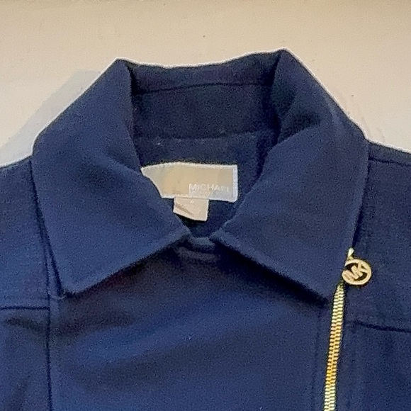 MICHAEL Michael Kors Navy Blue Asymmetrical Trench Coat with Belt   size 8 - Picture 5 of 14